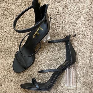 Lulus 3-strap heel acrylic clear